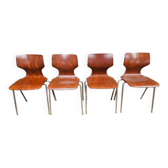 Set of 4 stackable chairs Flototto design Adam Stegner 60s vintage