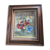 Huile originale – Bouquet de fleurs signé, Guido Hanset (1910-1992)