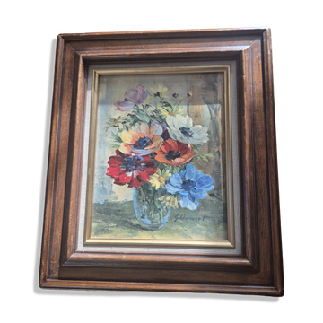 Original oil – Flower bouquet signed, Guido Hanset (1910-1992)