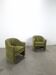 Set groene cocktail stoelen met chromen wielen