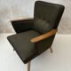 Pair of vintage wooden and fabric armchairs from the 1960s.