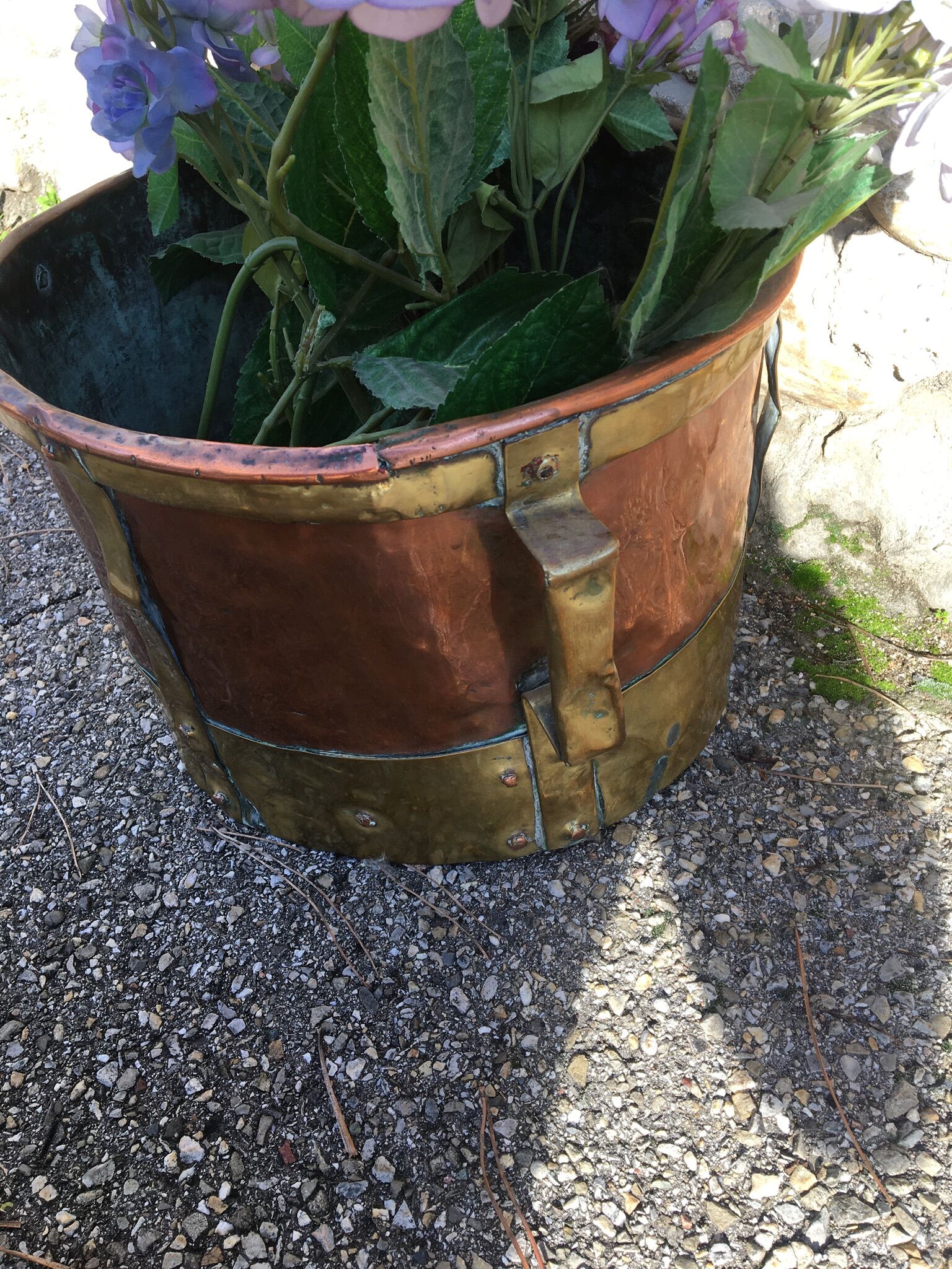Old copper and brass pot cover 20th century