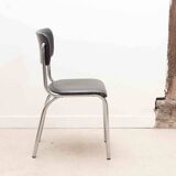 Chaise vintage tubax skaï noir et chrome