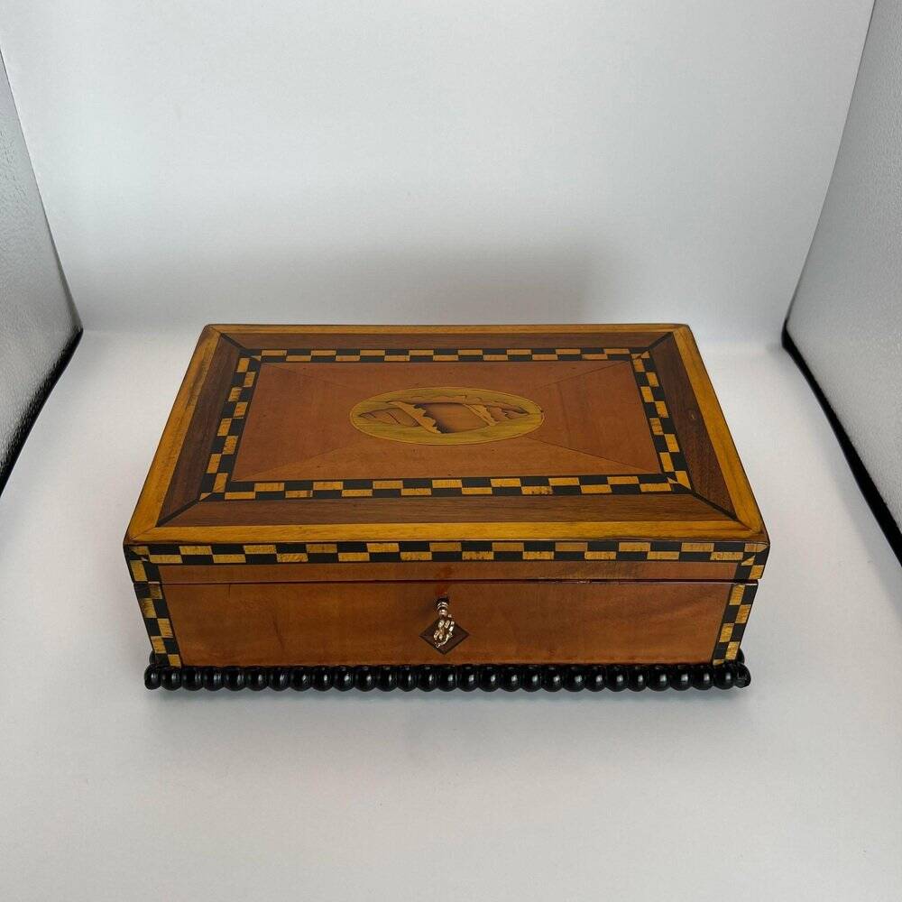 Antique Historicism Box with Birch Inlay, Germany, 1880