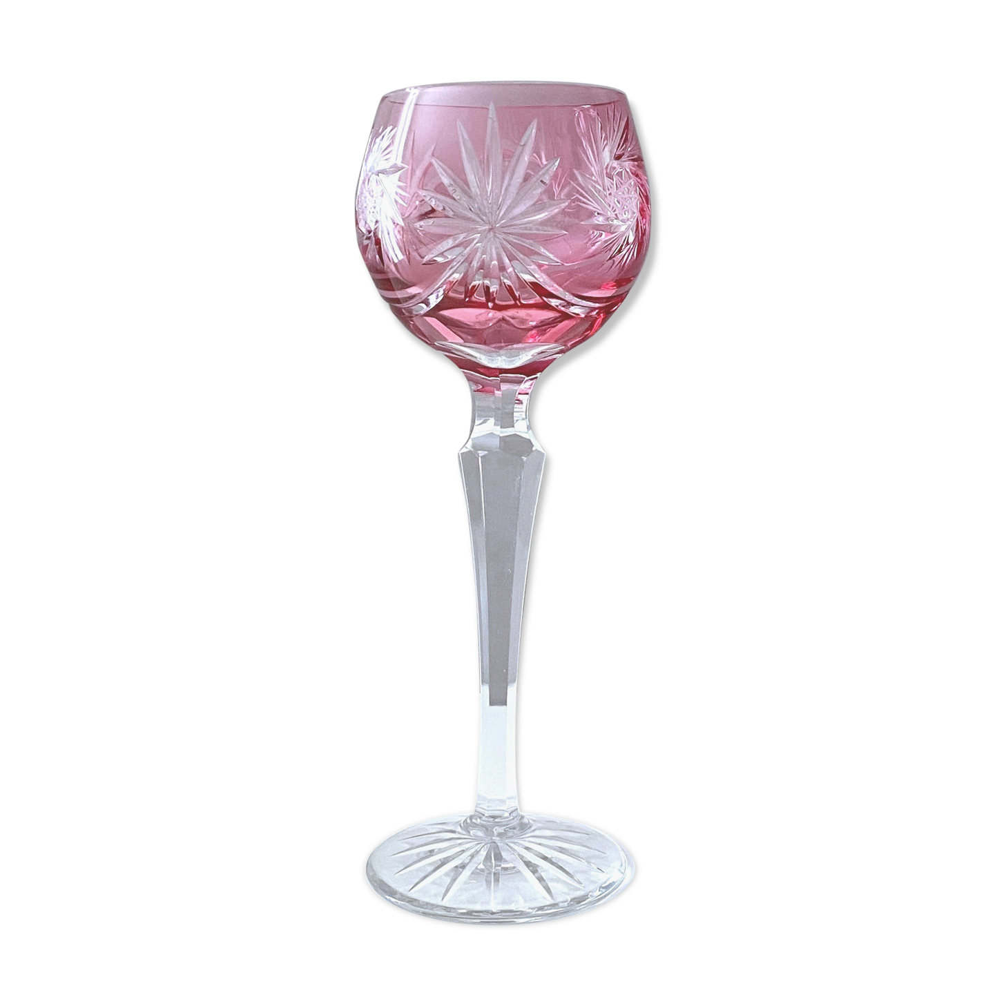 Crystal glass, coloured wine glass, pink