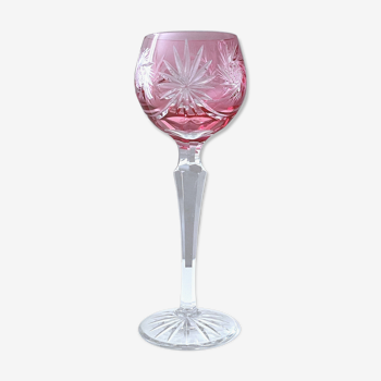 Crystal glass, coloured wine glass, pink