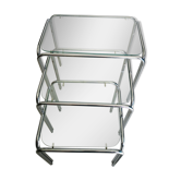 Trio of metal and tempered glass nesting tables