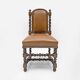 Six Antique Italian Neo-Renaissance Walnut Dining Chairs in Genuine Leather
