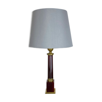 Lampe de table moderniste rouge catalina et tube en laiton, italie, années 1960