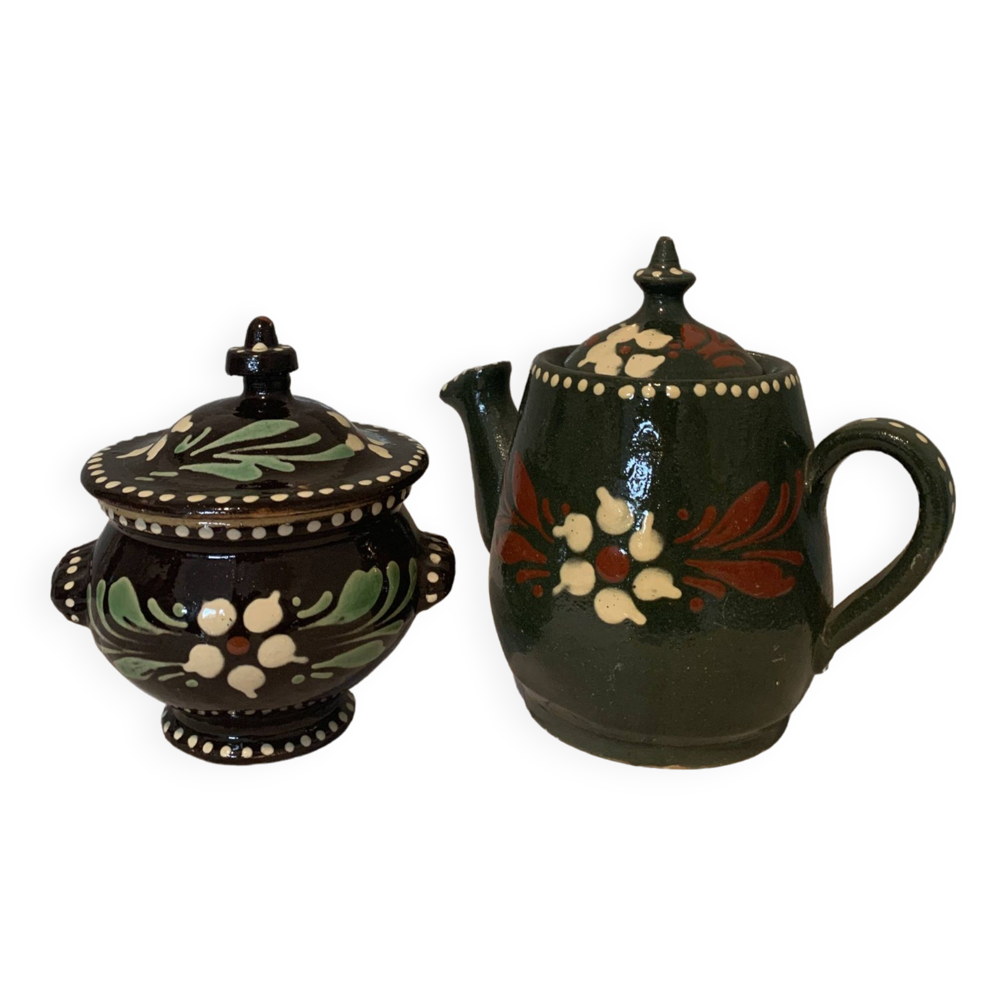 Coffee maker and pot set in Alsace stoneware