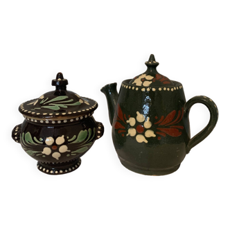 Coffee maker and pot set in Alsace stoneware