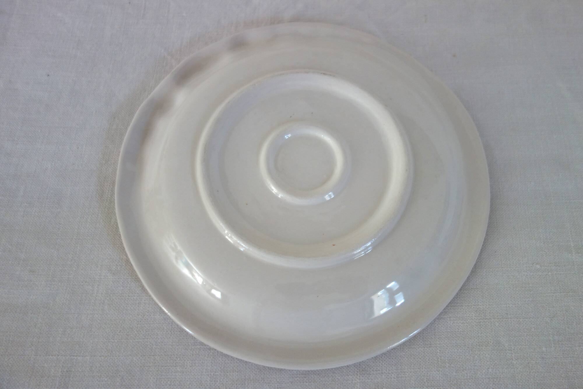 6 plates + 2 bowls Barbotine fruit decor vintage