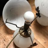 Lampe champignon en pate de verre marbré blanc