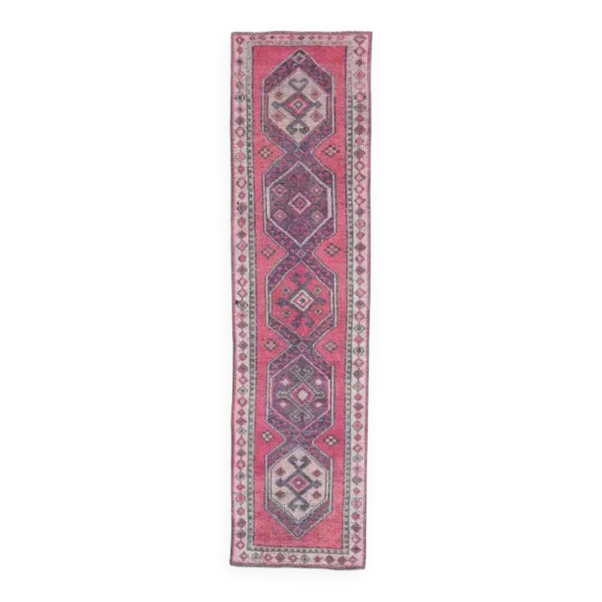 1970s Turkish Handmade Wool Runner Rug 76x299