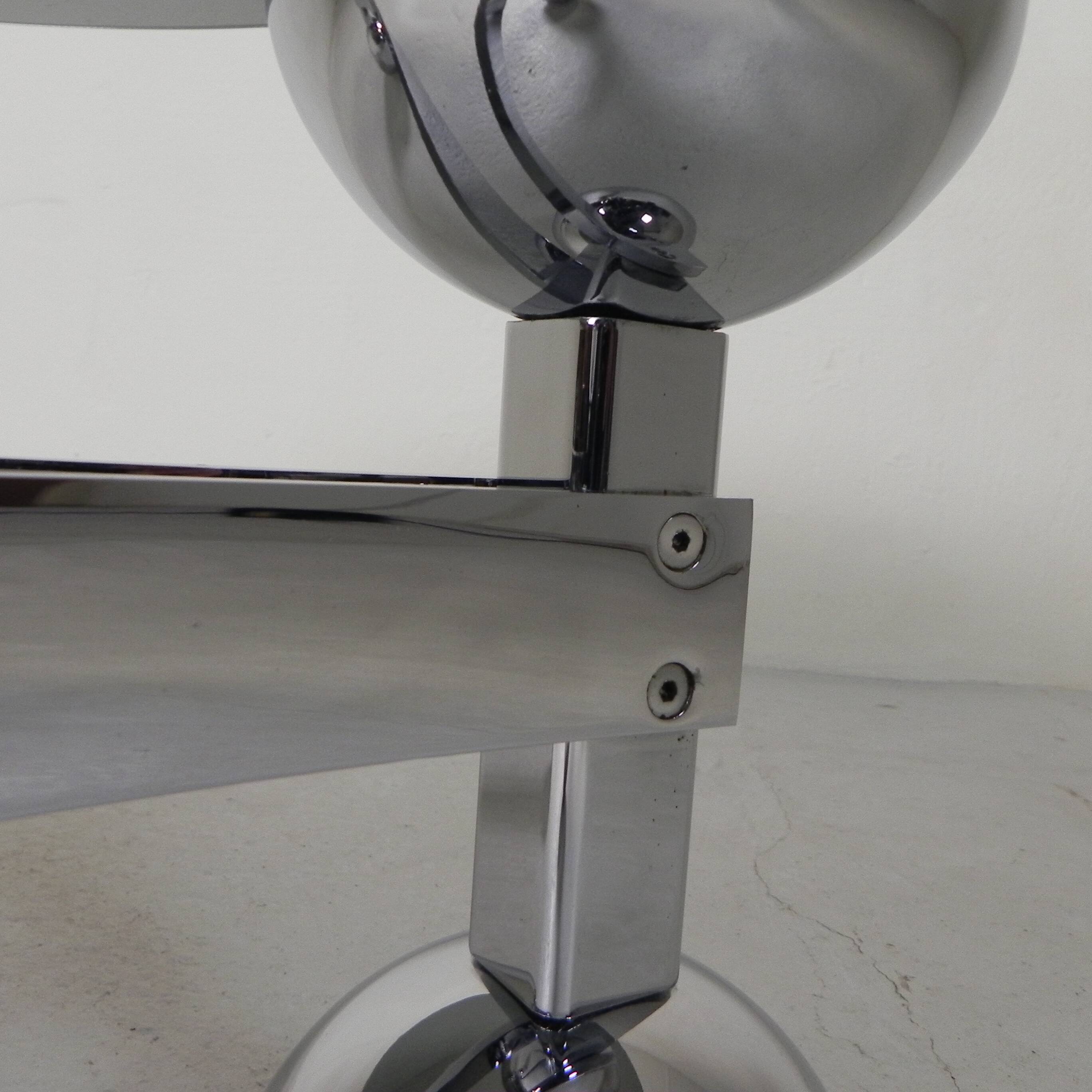 Space Age Sputnik coffee table, with a 1970s chrome base