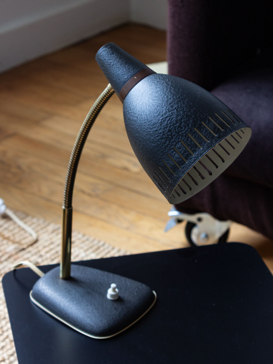 Metal and brass cocotte lamp, 1950s