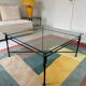 Grande table basse fer forgé et verre Jacques Ducru