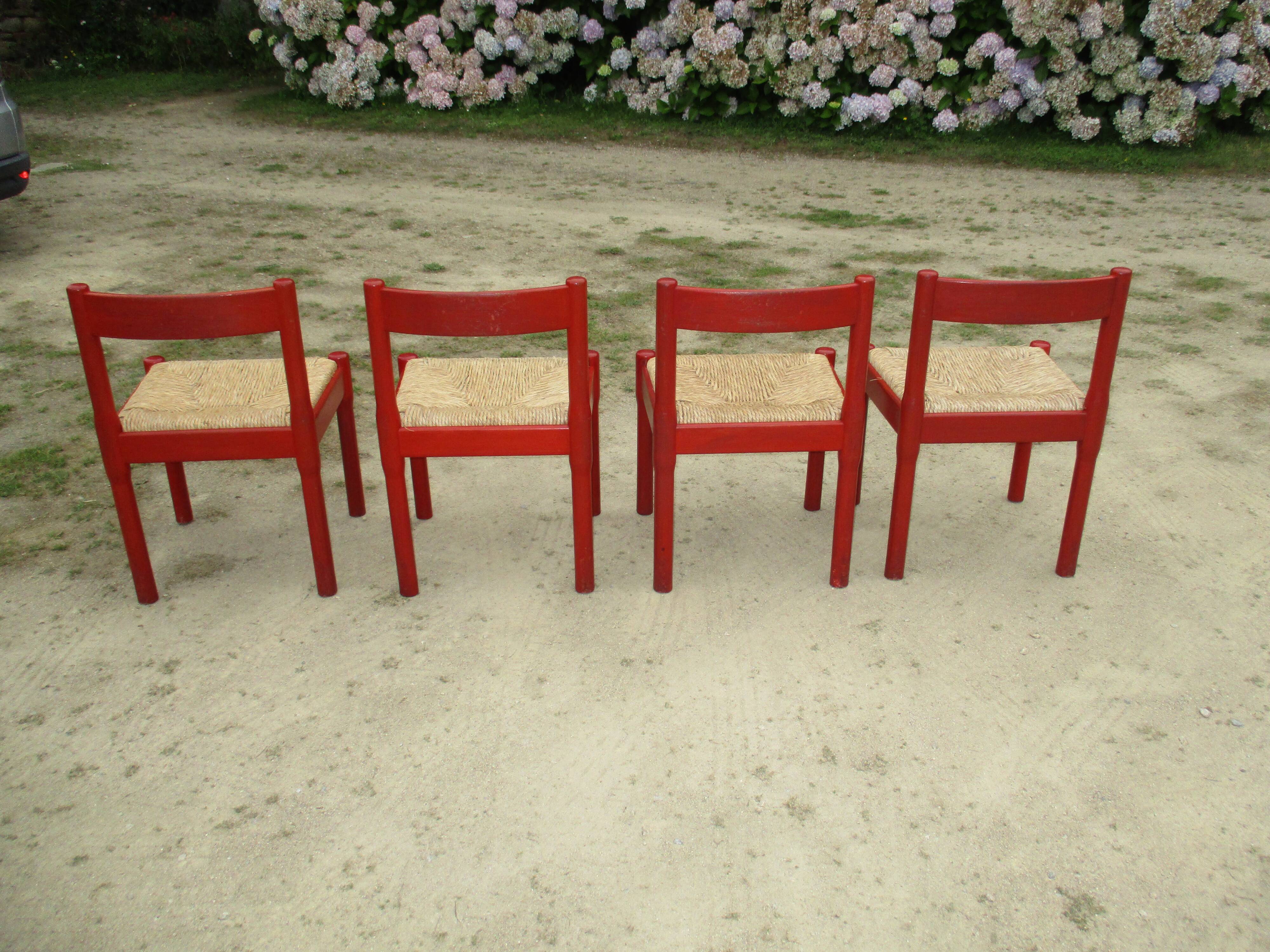 Four Carimate chairs by Vico Magistretti Cassina edition