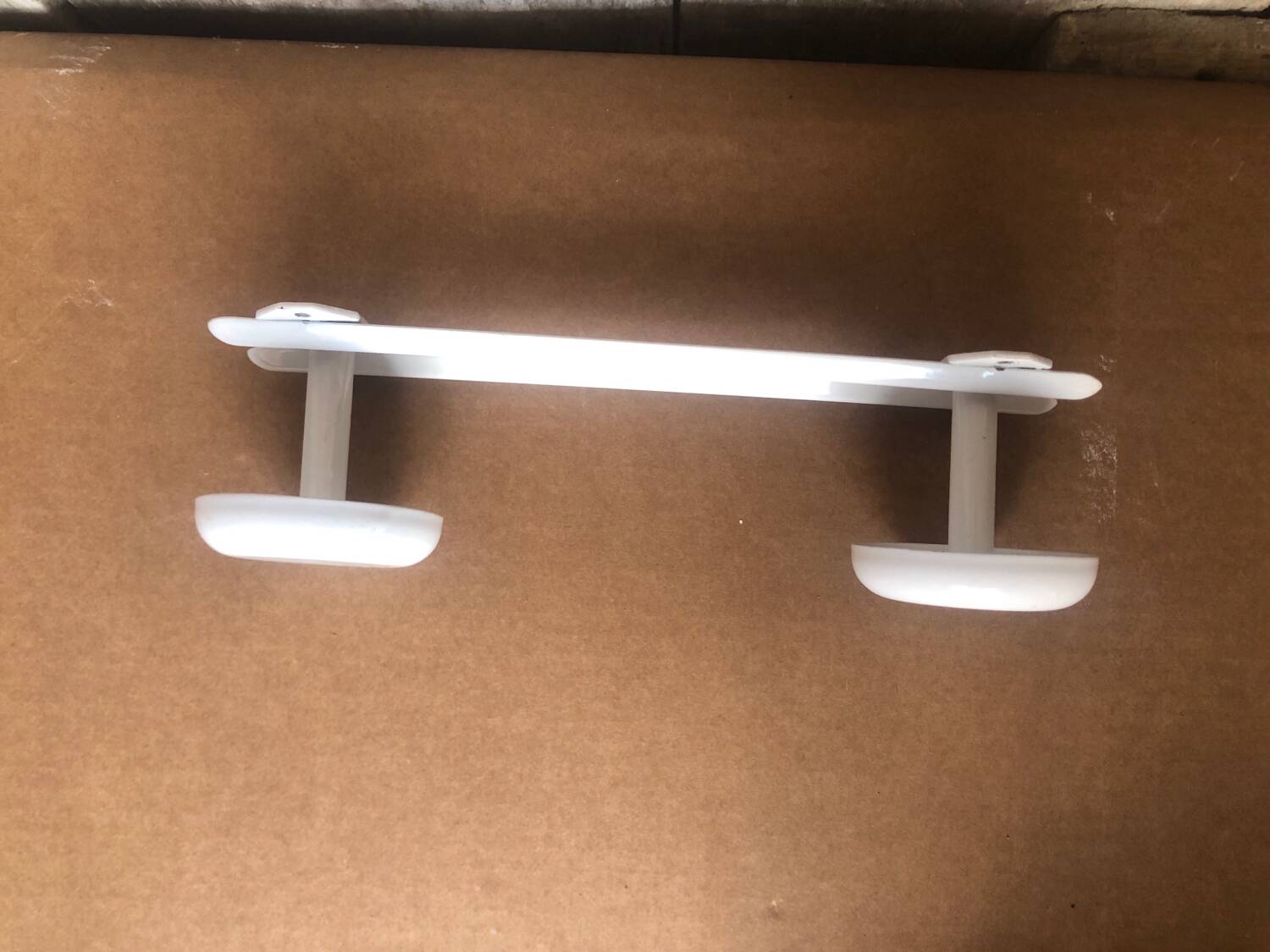 Old Wall Coat Rack x2 Vintage White Metal #A699