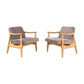 Mid-Century Polish Lounge Chairs by J. Kędziorek, 1960s. Set of 2.