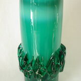 Vase en verre soufflé vert vintage, Pologne