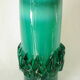 Vase en verre soufflé vert vintage, Pologne