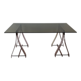 Office glass tray on trestles altuglass 1970s