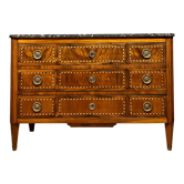 Louis XVI period Grenoble chest of drawers in marquetry and walnut around 1760-1780