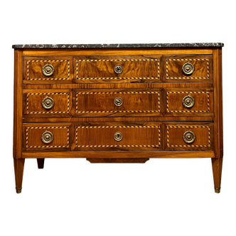 Louis XVI period Grenoble chest of drawers in marquetry and walnut around 1760-1780