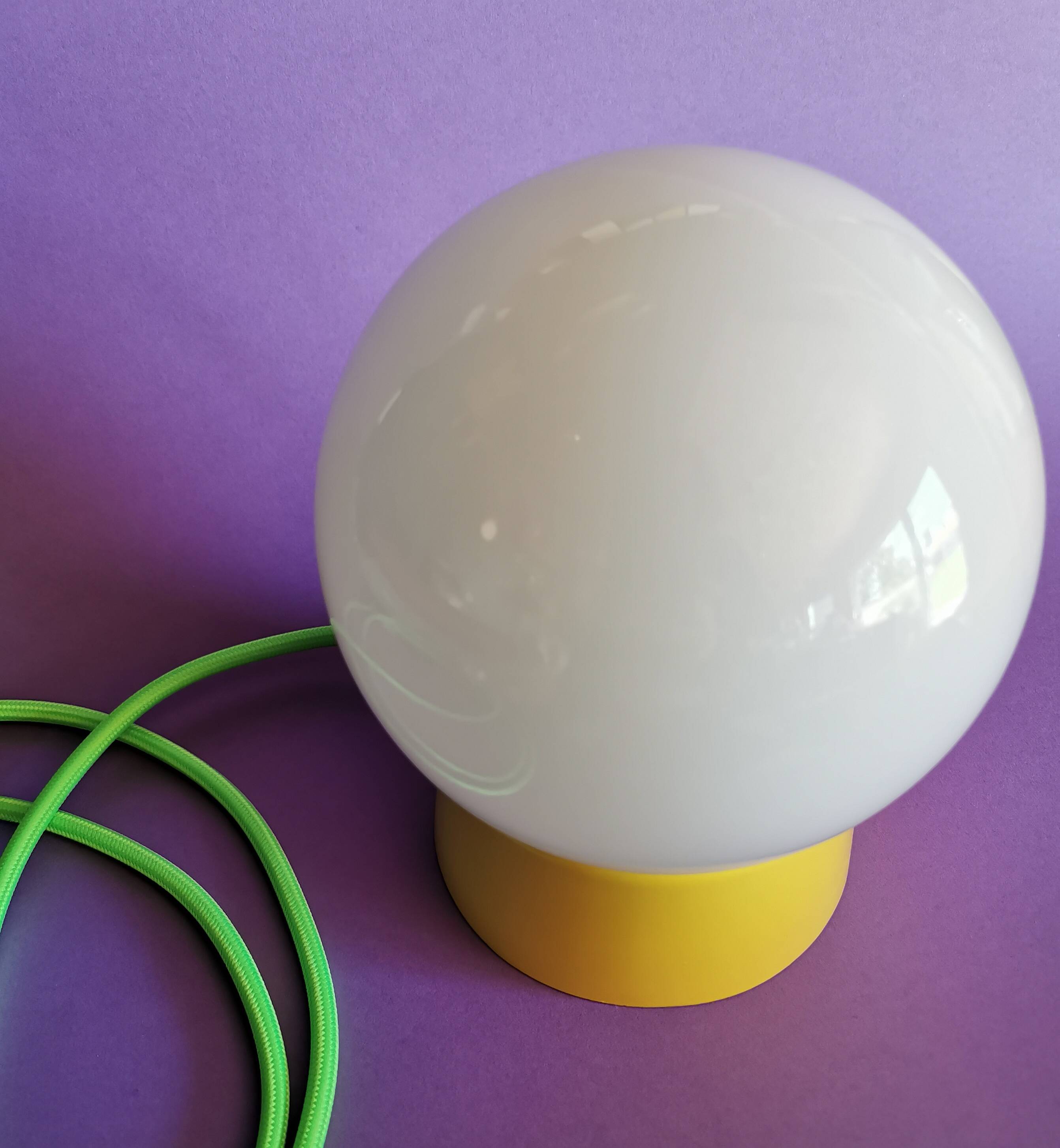 Vintage white opaline living room bedside desk lamp "Yellow"