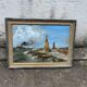 Old marine painting oil on canvas signed Y. Delaporte port entrance