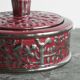 Boch Frères Keramis Rosa bowl with lid, flowers and butterflies in silver glaze.