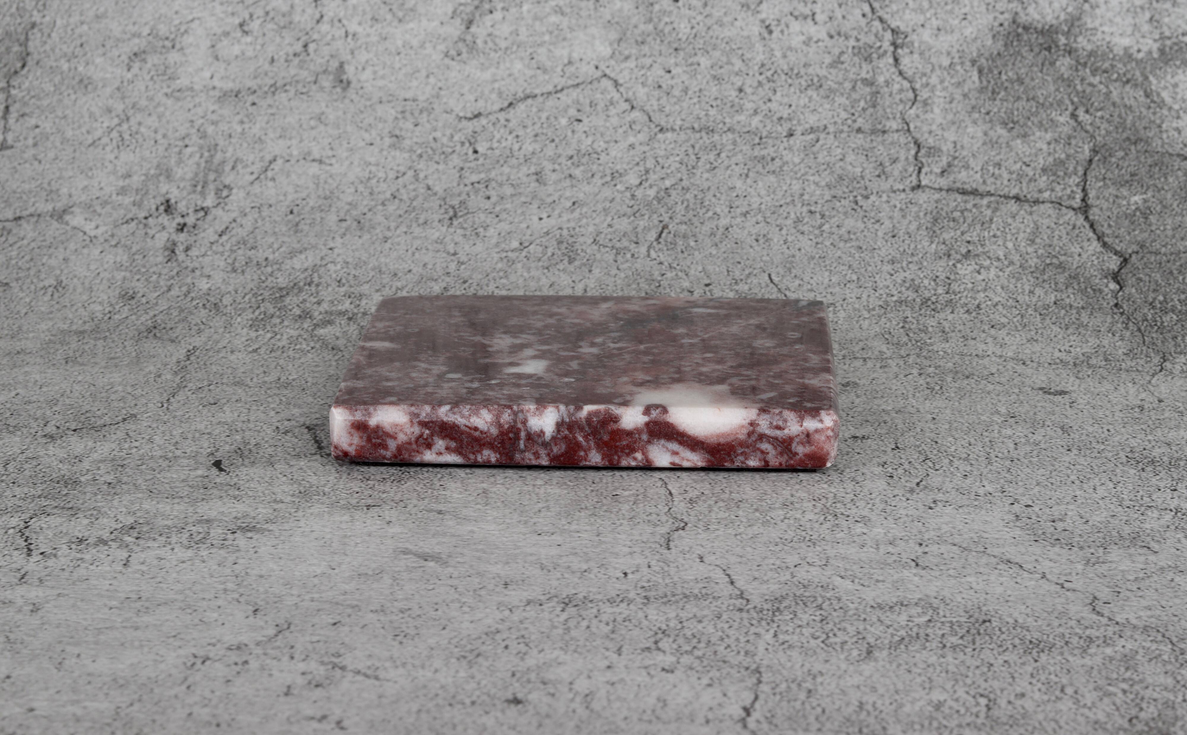Madeji – Red Square Natural Marble Coasters - set of 4