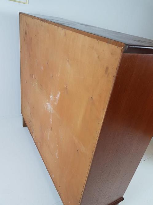 Sideboard high Danish teak veneer vintage sliding doors