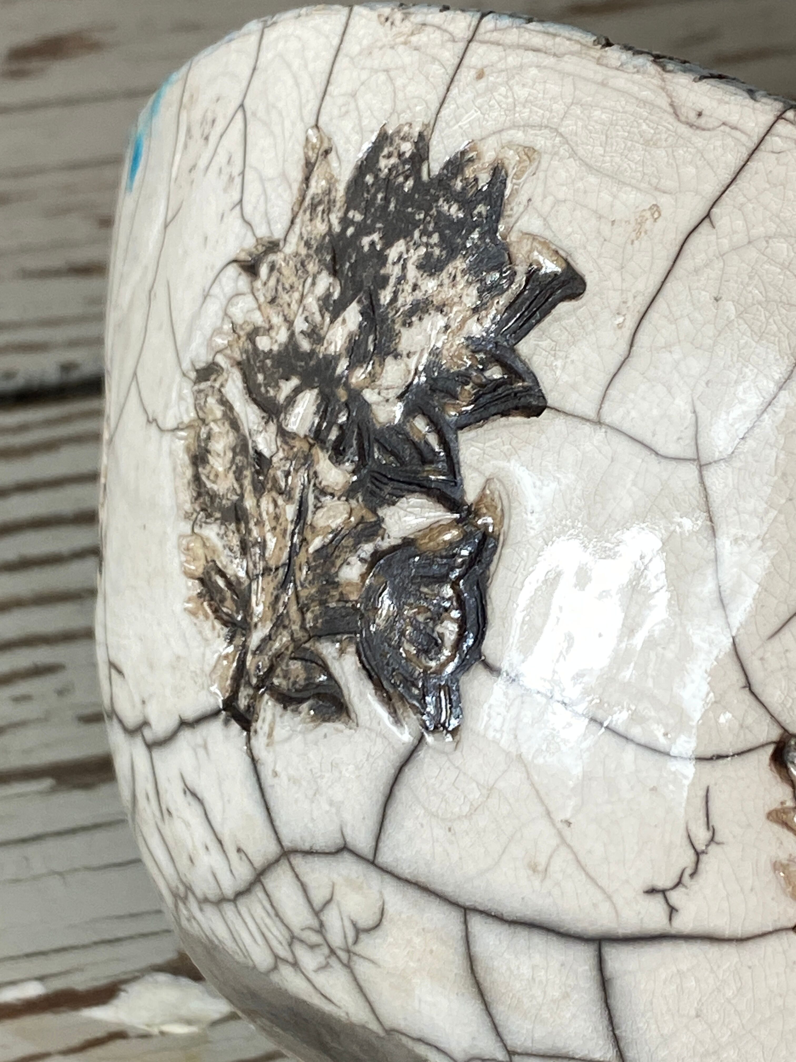 Raku ceramic salad bowl