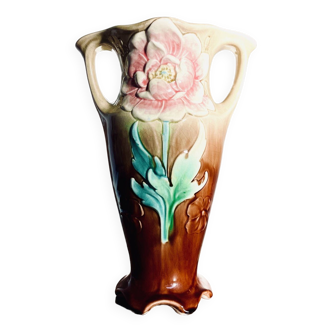 Vase ancien Art Nouveau en barbotine Auguste de Bruyn Lille Fives