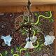 Large bronze chandelier, opaline tulip, early 20th century