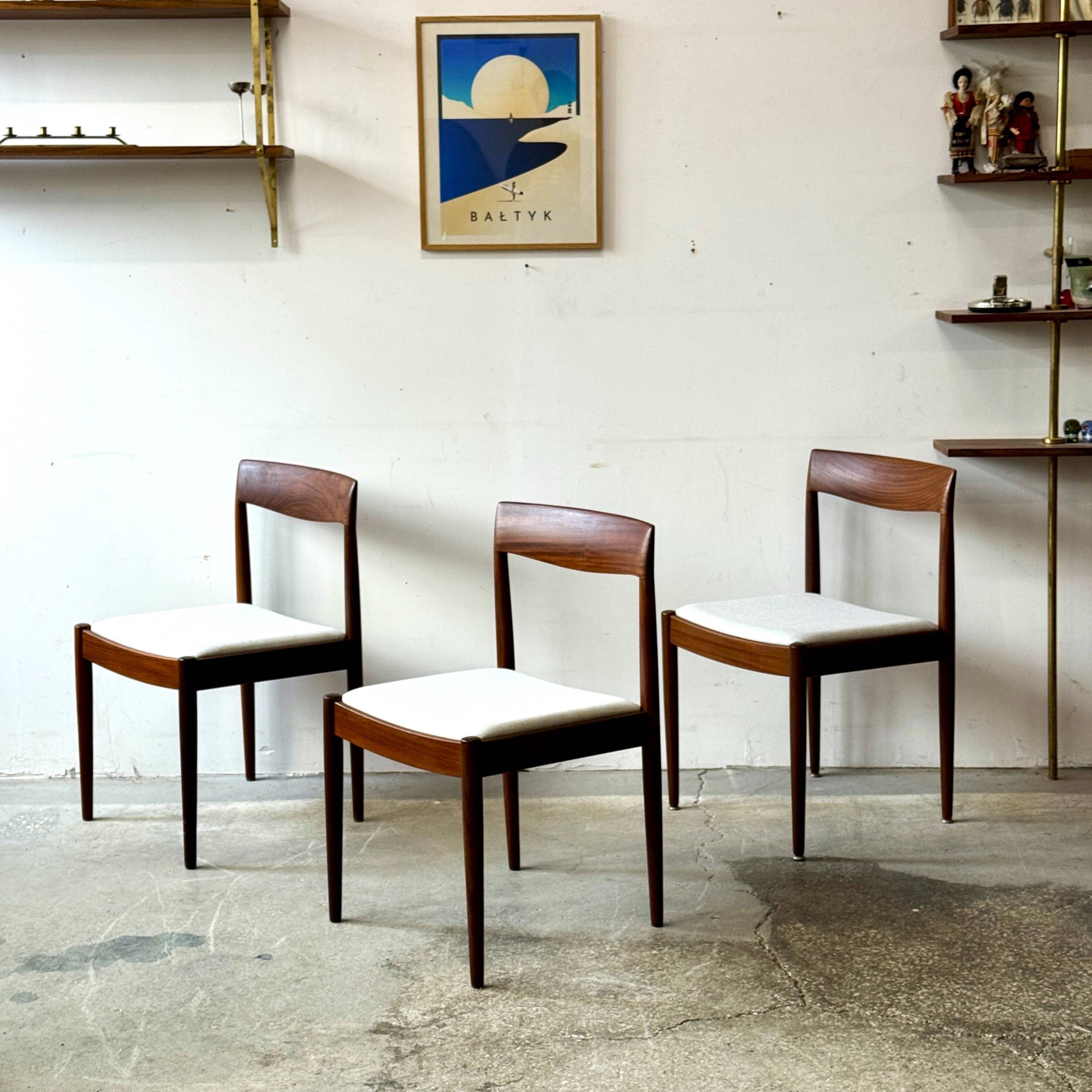 Chaises en teck, 3 pièces, Lübke, Allemagne, années 1960, vintage, milieu du siècle