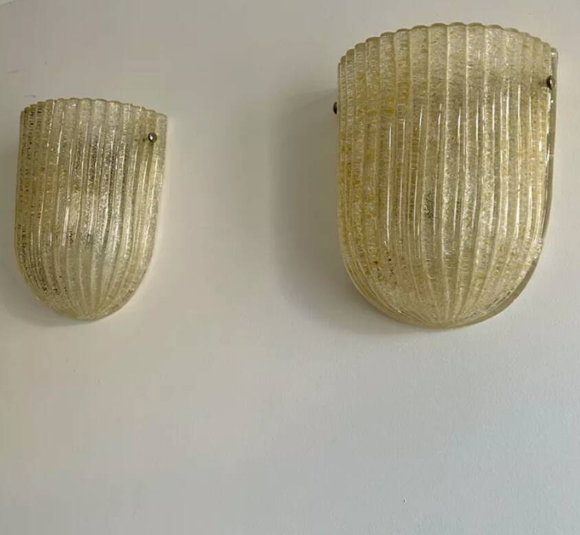 Pair of vintage murano wall lights, zonca italy 1970