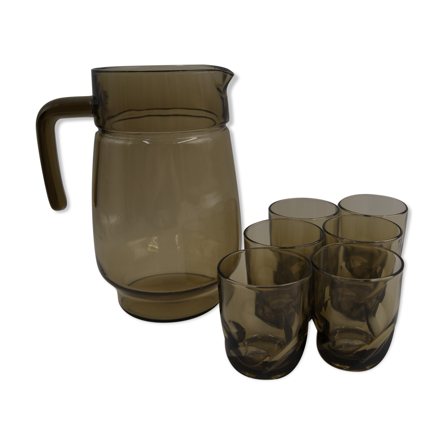 Vintage smoked glass service