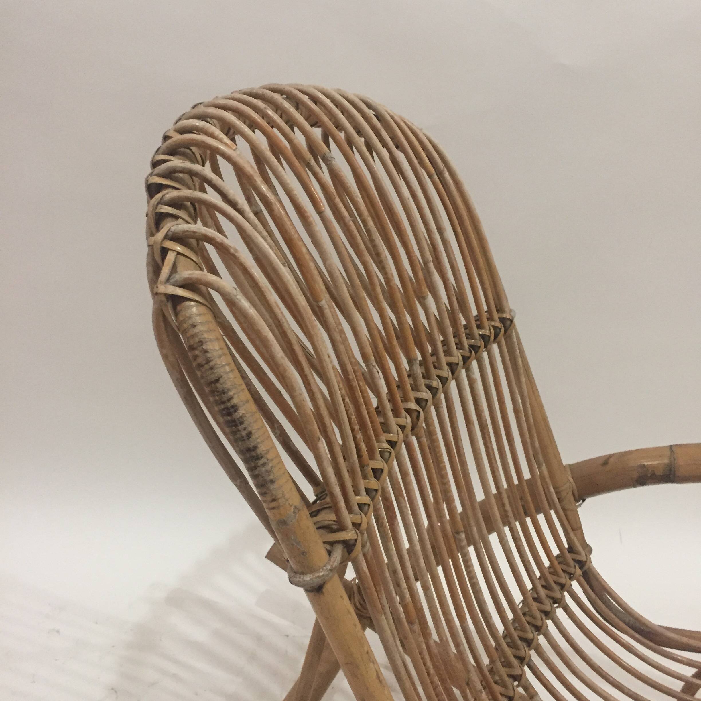 1960s rattan rocking chair