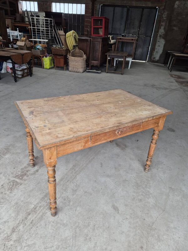 Table de ferme bistrot rustique ancienne 1900 un tiroir- 1m23
