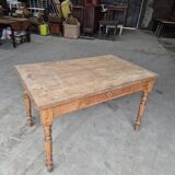 Antique rustic bistro farm table 1900 one drawer - 1m23