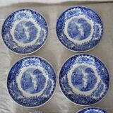 6 dessert plates and 2 blue cups P.Regout Maastricht Holland