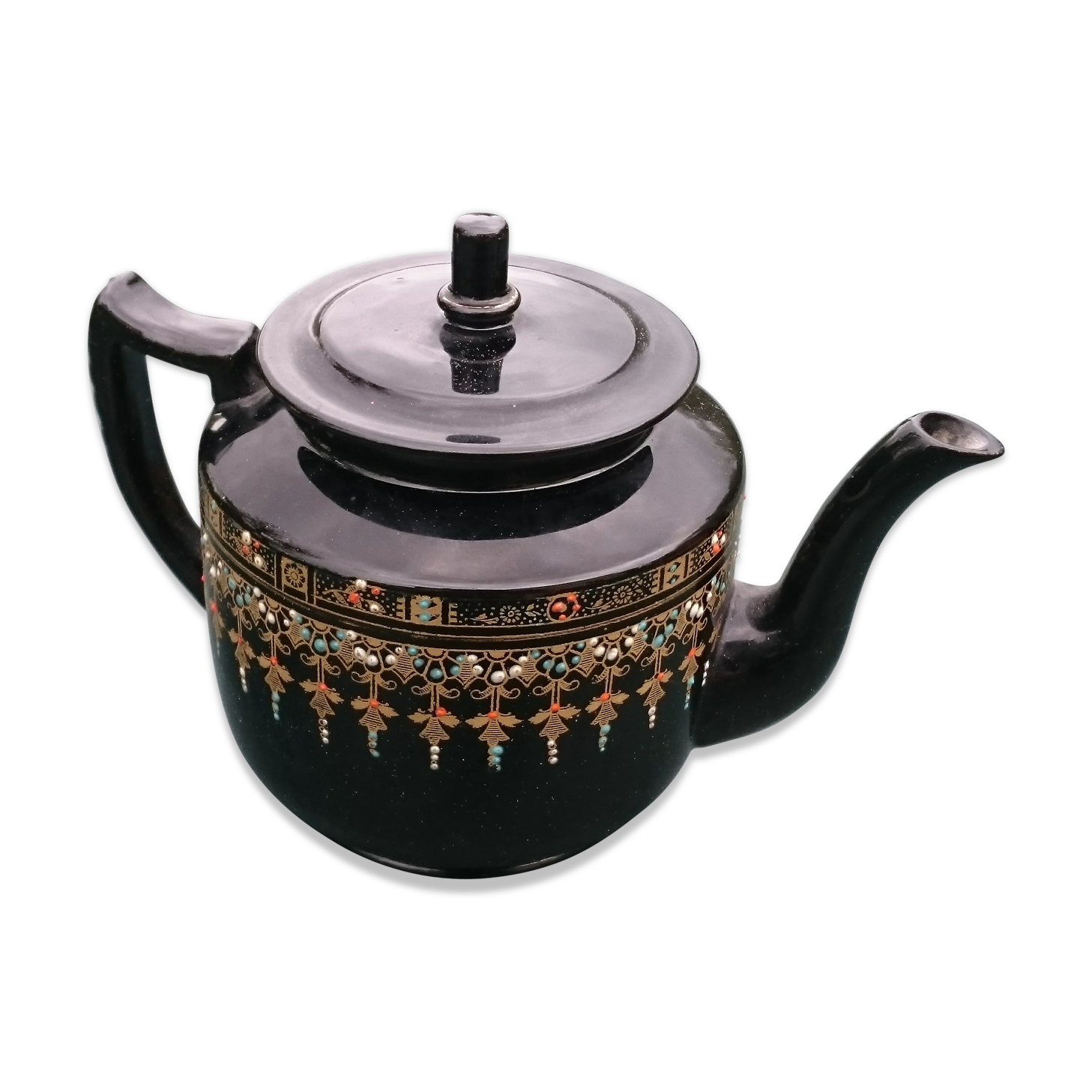 Victoria England Black Porcelain Teapot