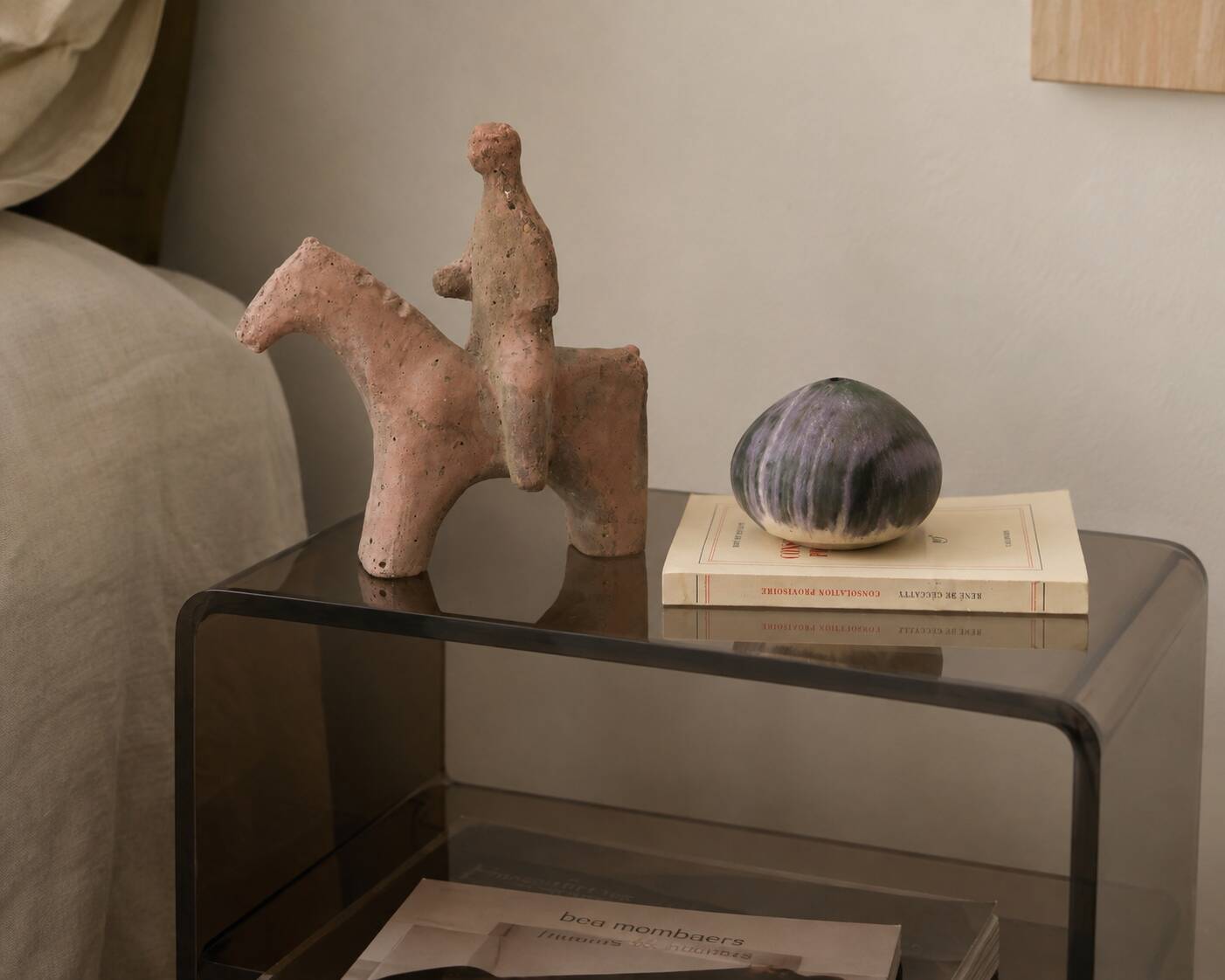 Cavalier on horseback sculpture in reconstituted stone, 1960s Marini style.