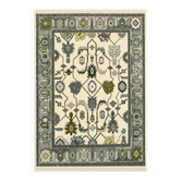 Tapis à grande surface fait à la main pour la décoration intérieure, tapis en laine à motif floral vert Oushak.