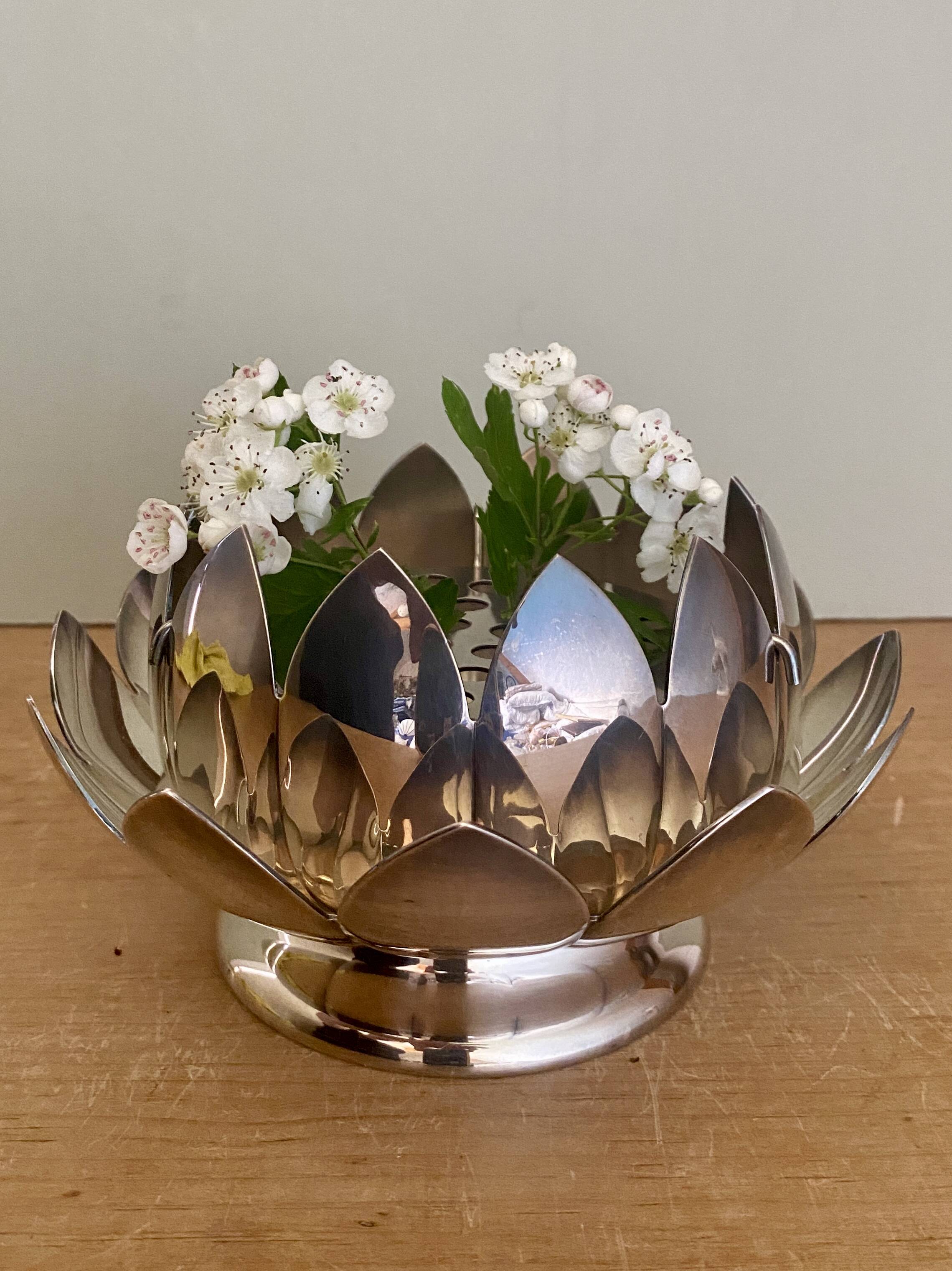Pique fleur en métal argenté Reed & Barton