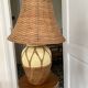 Lamp in rattan and ceramic vintage 1970