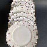 6 Paris porcelain plates, "A la Reine" model, 1890, Damon